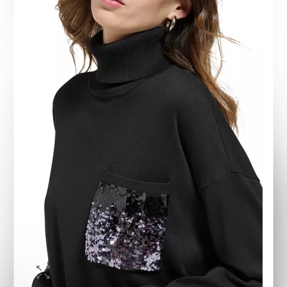 DKNY Sequin Pocket Turtleneck Sweater S